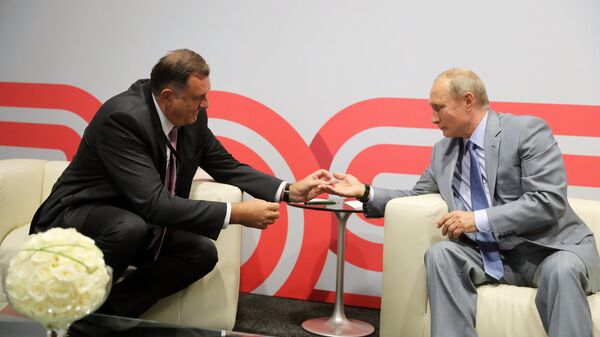 Predsednik Republike Srpske Milorad Dodik i predsednik Rusije Vladimir Putin na sastanku u Sočiju - Sputnik Srbija