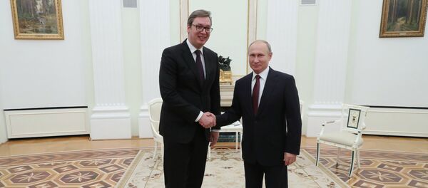 Predsednik Srbije Aleksandar Vučić i predsednik Rusije Vladimir Putin u Kremlju - Sputnik Srbija