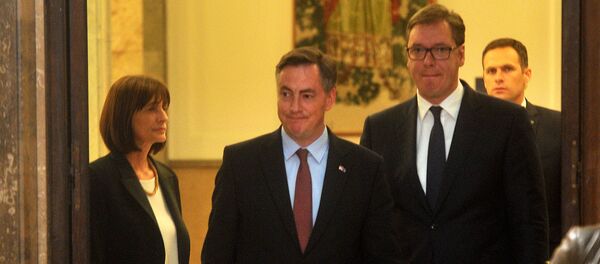 Aleksandar Vučić i Dejvid Mekalister - Sputnik Srbija