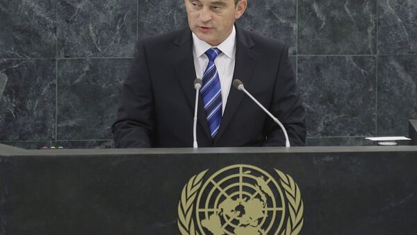 Željko Komšić, hrvatski član Predsedništva BiH obraća se za govornicom Ujedinjenih nacija 24. septembra 2013. - Sputnik Srbija