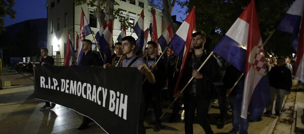 Протест Хрвата у Мостару Протест Хрвата у Мостару - Sputnik Србија