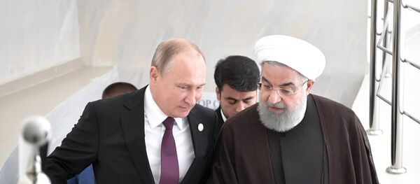 Председници Русије и Ирана, Владимир Путин и Хасан Рохани, на састанку у Актау - Sputnik Србија