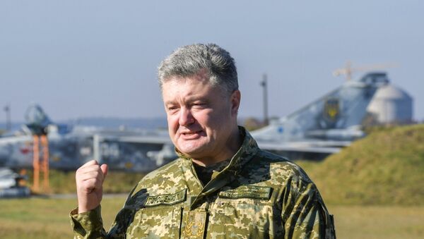 Predsednik Ukrajine Petro Porošenko tokom posete vojnih vežbi Vedro nebo 2018 u Hmeljnickoj oblasti - Sputnik Srbija