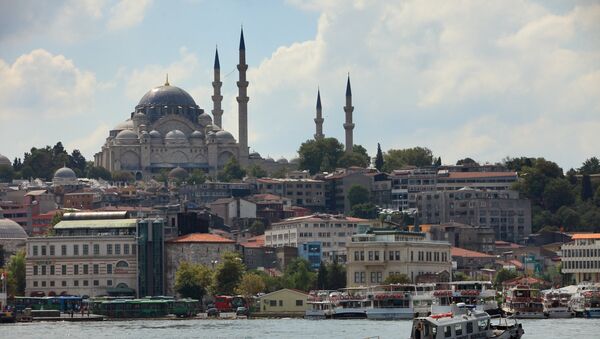 Pogled na Plavu džamiju preko Bosfora, Istanbul. - Sputnik Srbija