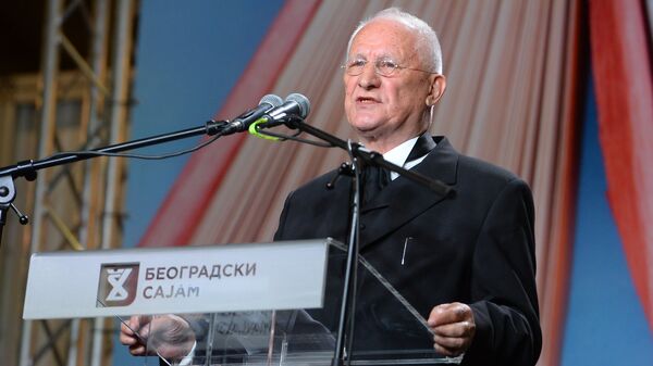 Akademik Matija Bećković na otvaranju 63. Međunarodnog sajma knjiga Akademik Matija Bećković na otvaranju 63. Međunarodnog sajma knjiga - Sputnik Srbija