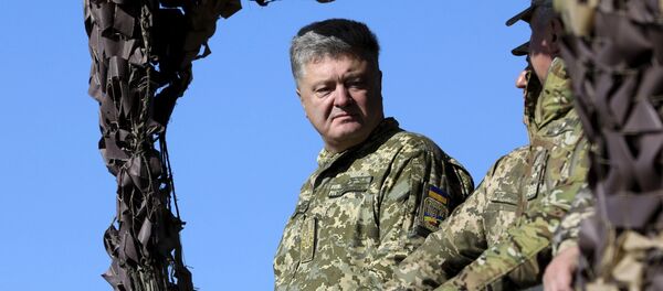 Президент Украины Петр Порошенко во время учений Вооруженных сил Украины на побережье Азовского моря Президент Украины Петр Порошенко во время учений Вооруженных сил Украины на побережье Азовского моря - Sputnik Србија