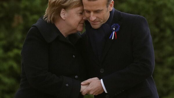 Немачка канцеларка Ангела Меркел и председник Француске Емануел Макрон - Sputnik Србија