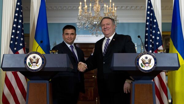 Ministar spoljnih poslova Ukrajine Pavel Klimkin i američki državni sekretar Majk Pompeo u Stejt departmentu - Sputnik Srbija