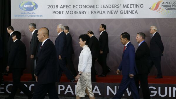 Lideri zemalja-članica APEC-a nakon zajedničkog fotografisanja na kraju samita u Papua-Novoj Gvineji - Sputnik Srbija
