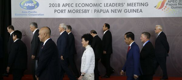Lideri zemalja-članica APEC-a nakon zajedničkog fotografisanja na kraju samita u Papua-Novoj Gvineji Lideri zemalja-članica APEC-a nakon zajedničkog fotografisanja na kraju samita u Papua-Novoj Gvineji - Sputnik Srbija