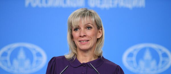 Портпаролка Министарства спољних послова Русије Марија Захарова на редовном брифингу - Sputnik Србија