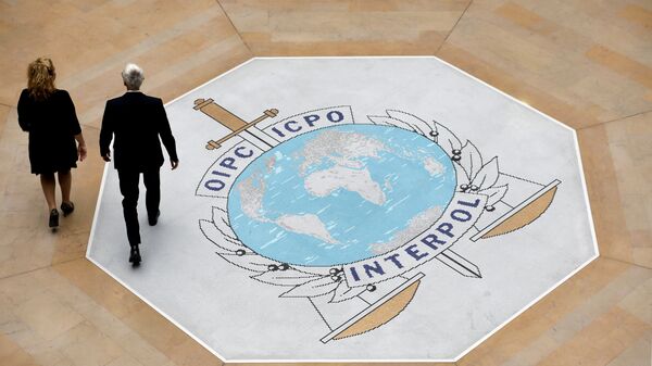Лого Интерпола у седишту међународне полицијске организације у Лиону у Француској - Sputnik Србија