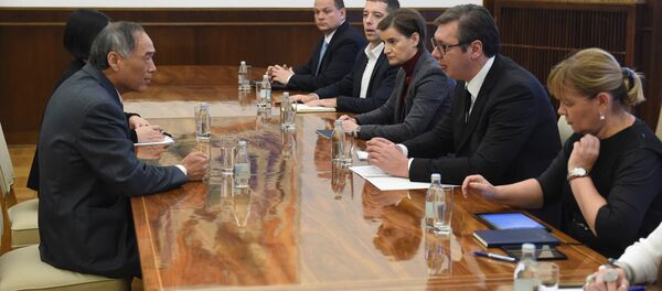 Ли Манчанг са Александром Вучићем и Аном Брнабић у Председништву Србије - Sputnik Србија