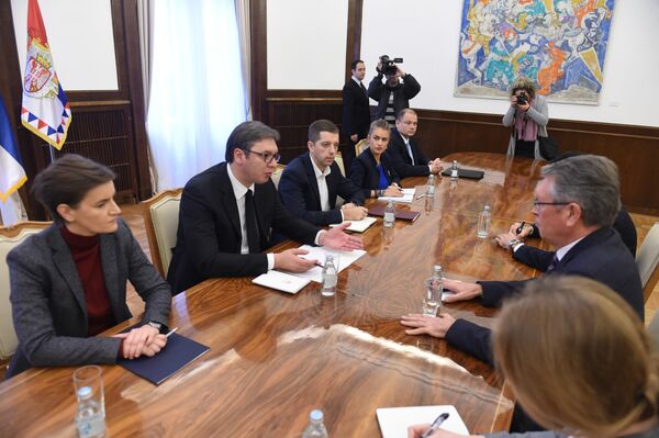 Састанак председника Србије Александра Вучића са амбасадором Русије Александром Чепурином у Председништву Србије - Sputnik Србија