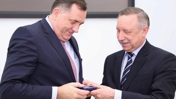 Milorad Dodik i gubernator Sankt Peterburga Aleksandar Begalov - Sputnik Srbija