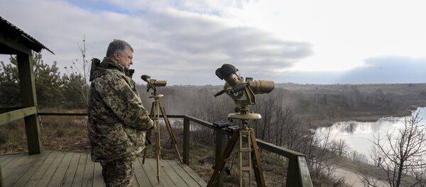 Председник Украјине Петро Порошенко на тактичким војним вежбама десантних снага у Житомирској области Председник Украјине Петро Порошенко на тактичким војним вежбама десантних снага у Житомирској области - Sputnik Србија