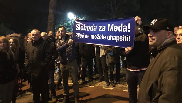 Протест ДФ-а у Подгорици против притварања Небојше Медојевића - Sputnik Србија