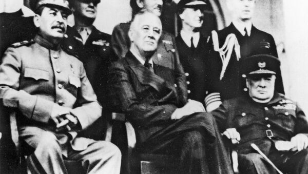 Teheranska konferencija, Frenklin Ruzvelt, Vinston Čerčil i Josif Staljin - Sputnik Srbija