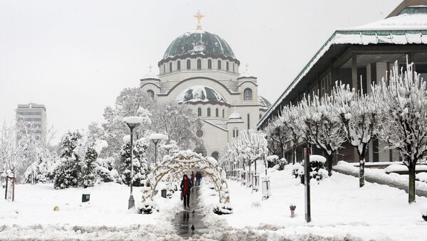 Храм Светог саве под снегом - Sputnik Србија