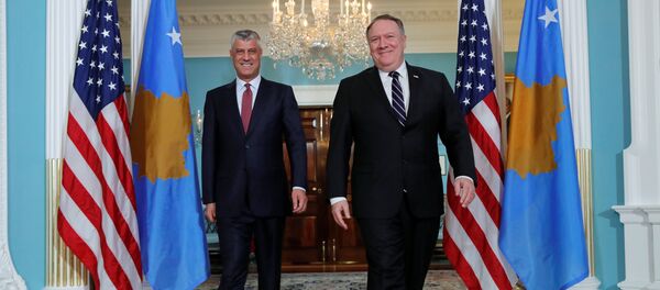Hašim Tači i Majk Pompeo Hašim Tači i Majk Pompeo - Sputnik Srbija