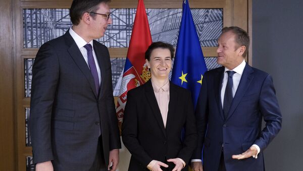 Aleksandar Vučić, Ana Brnabić i Donald Tusk - Sputnik Srbija