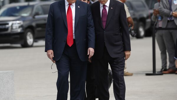 Доналд Трамп и Реџеп Тајип Ердоган на самиту НАТО у Бриселу 11. јула 2018. - Sputnik Србија