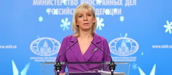 Портпаролка Министарства спољних послова Русије Марија Захарова на редовном брифингу - Sputnik Србија
