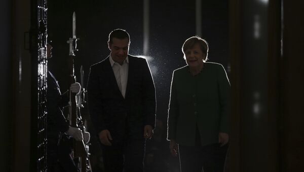 Aleksis Cipras i Angela Merkel - Sputnik Srbija