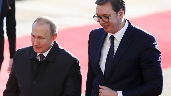 Predsednik Rusije Vladimir Putin i Predsednik Srbije Aleksandar Vučić - Sputnik Srbija