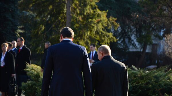 Predsednici Rusije i Srbije, Vladimir Putin i Aleksandar Vučić, na Groblju oslobodiocima Beograda - Sputnik Srbija