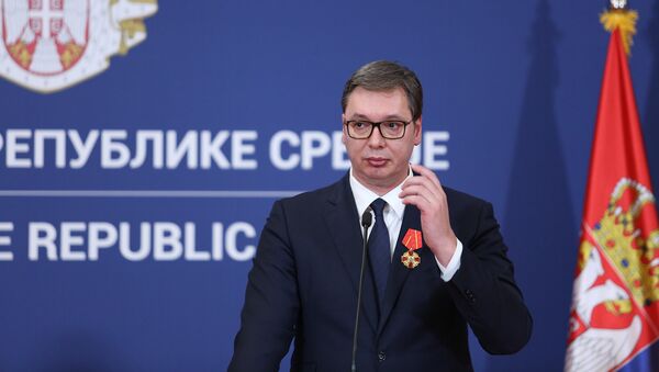 Predsednik Srbije Aleksandar Vučić na pres-konferenciji - Sputnik Srbija