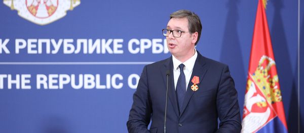 Председник Србије Александар Вучић на прес-конференцији Председник Србије Александар Вучић на прес-конференцији - Sputnik Србија
