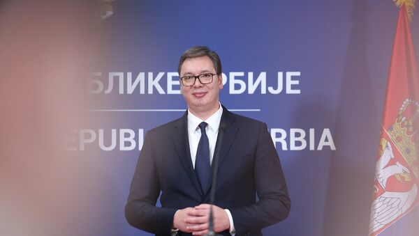 Председник Србије Александар Вучић на прес-конференцији - Sputnik Србија