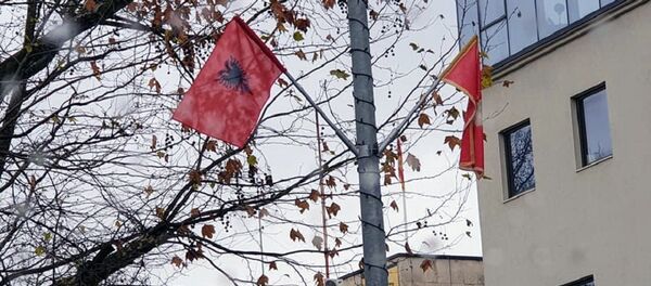 Zastave Albanije na ulicama Podgorice - Sputnik Srbija