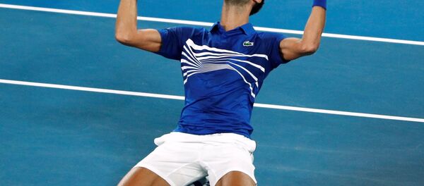 Новак Ђоковић по освајању титуле на Аустралијен опену. Новак Ђоковић по освајању титуле на Аустралијен опену. - Sputnik Србија
