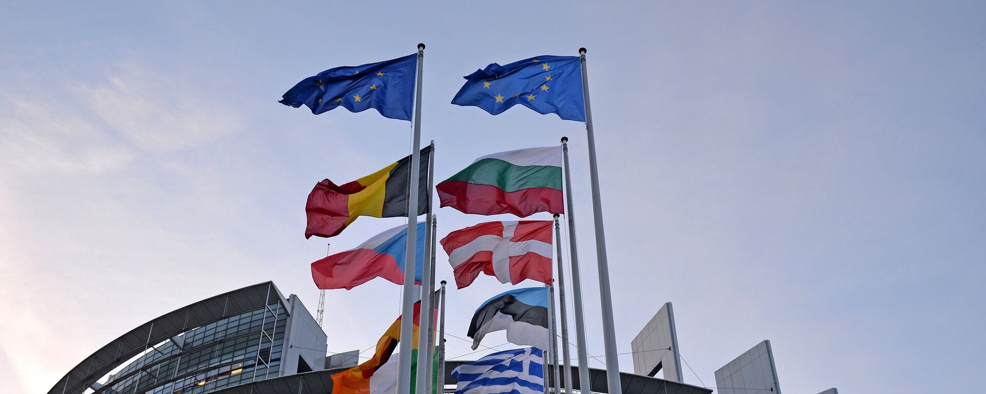 Zastave evropskih država ispred zgrade Evropskog parlamenta u Strazburu - Sputnik Srbija, 1920, 12.01.2022