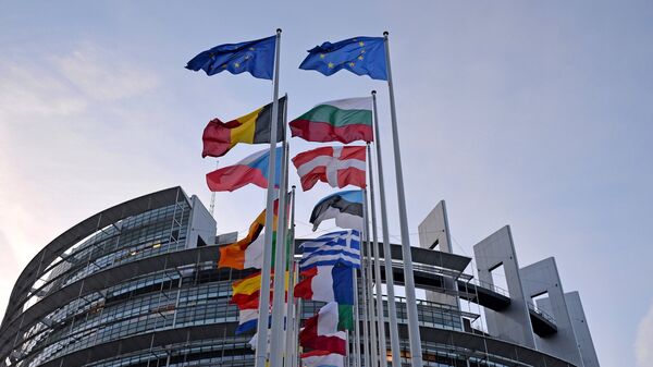 Zastave evropskih država ispred zgrade Evropskog parlamenta u Strazburu - Sputnik Srbija