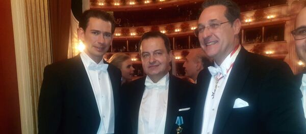 Себастијан Курц, Ивица Дачић и Ханс Кристијан Штрахе - Sputnik Србија