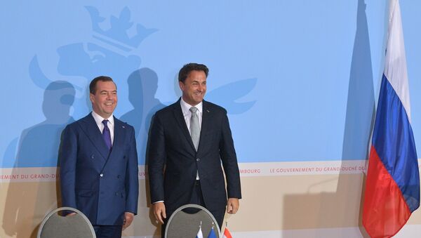 Premijer Rusije i Luksemburga Dmitrij Medvedev i Ksavje Betel - Sputnik Srbija
