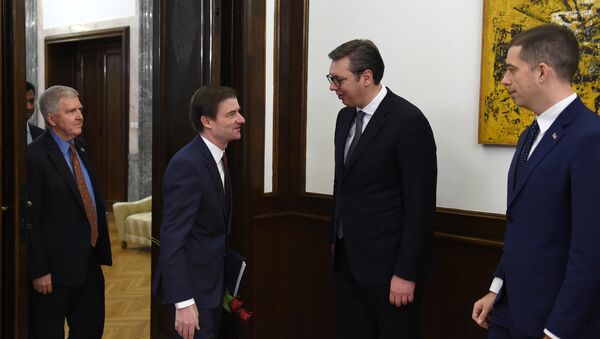 Dejvid Hejl i Aleksandar Vučić na sastanku u Beogradu - Sputnik Srbija