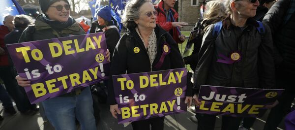 Присталице брегзита испред британског парламента - Sputnik Србија