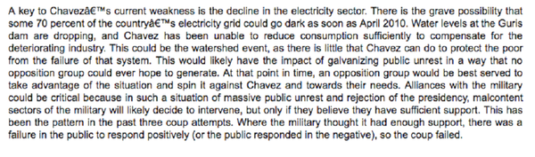 „Ниво воде на брани Гури је у опадању, а Чавез није успео да смањи потрошњу како би се компензовала све слабија индустрија“, пише Поповић. - Sputnik Србија