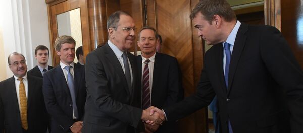 Министар спољних послова Русије Сергеј Лавров на састанку са делегатима Америчке привредне коморе у Русији - Sputnik Србија