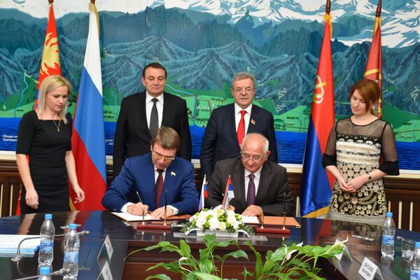 Докумет о успостављању пријатељских односа између руског и српског града потписали су Виктор Петрович Филонов и Милорад Илић. - Sputnik Србија