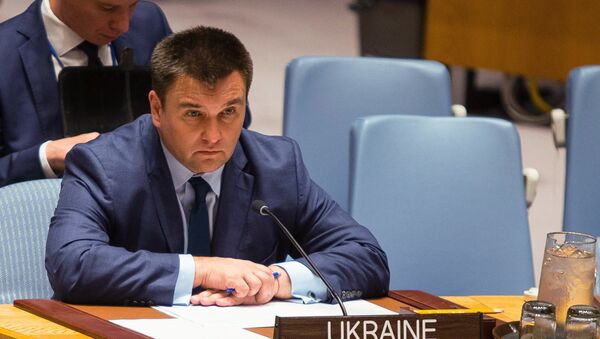 Ministar spoljnih poslova Ukrajine Pavel Klimkin na otvorenom zasedanju Saveta bezbednosti UN u Njujorku - Sputnik Srbija