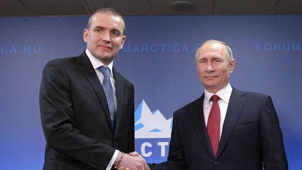Predsednici Islanda i Rusije, Gudni Johaneson i Vladimir Putin - Sputnik Srbija