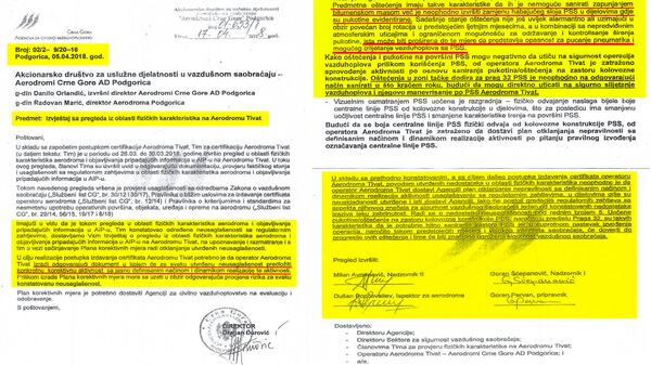 Грађански покрет УРА објавио је документ црногорске Агенције за цивилно ваздухопловство - Sputnik Србија