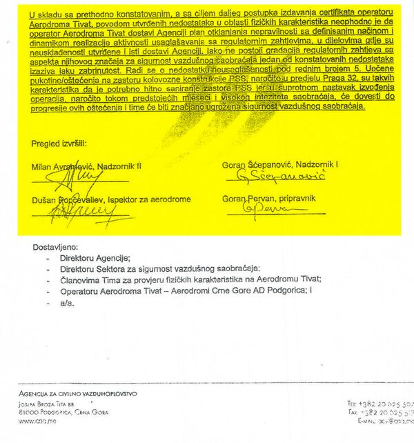 Грађански покрет УРА објавио је документ црногорске Агенције за цивилно ваздухопловство - Sputnik Србија