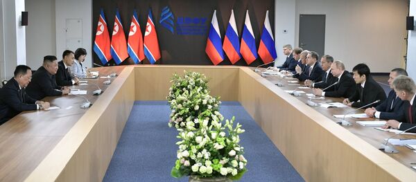 Преговори председника Русије и Северне Кореје Владимира Путина и Ким Џонг Уна - Sputnik Србија