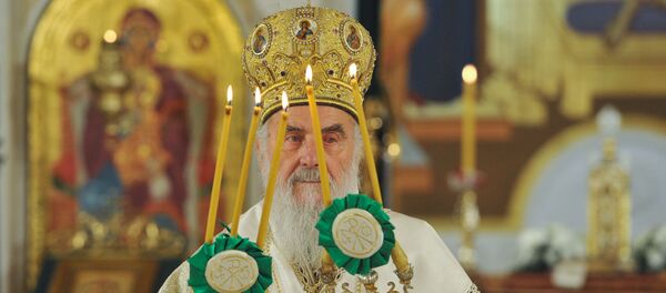 Patrijarh Irinej na uskršnjoj liturgiji u Hramu Svetog Save Patrijarh Irinej na uskršnjoj liturgiji u Hramu Svetog Save - Sputnik Srbija